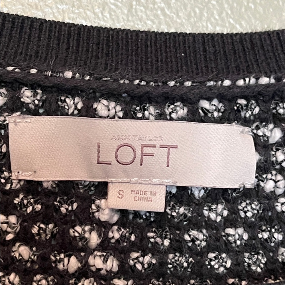 LOFT Monochrome Textured Women's Sweater black and white size small - Picture 3 of 6